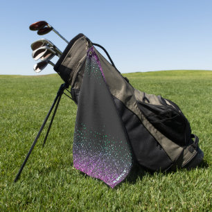 Zwart kleurrijk glitteraccent golfhanddoek