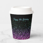 Zwart kleurrijk glitteraccent papieren bekers (Voorkant)