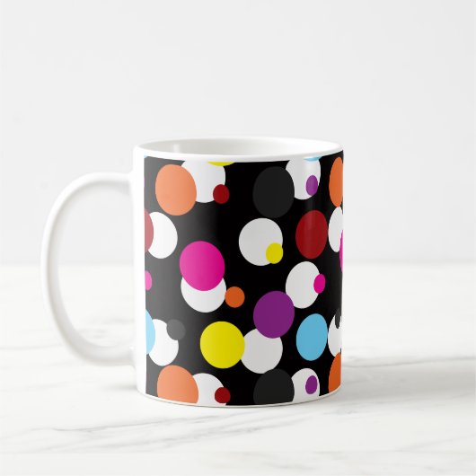 Zwart Kleurrijk Polka Dots Oppervlakte Patroon Ont Koffiemok (Links)