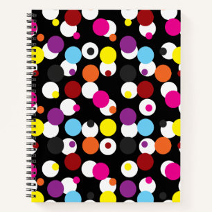 Zwart Kleurrijk Polka Dots Oppervlakte Patroon Ont Notitieboek