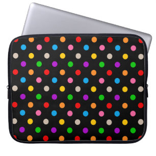 Zwart Kleurrijk Regenboog Stippen Design Laptop Sleeve