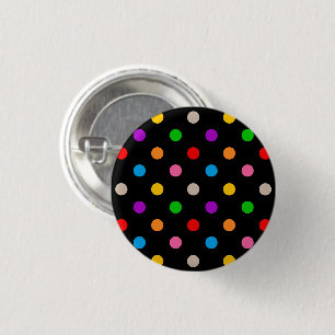 Zwart Kleurrijk Regenboog Stippen Design Ronde Button 3,2 Cm
