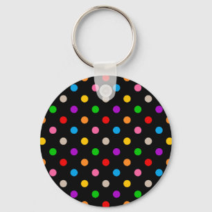 Zwart Kleurrijk Regenboog Stippen Design Sleutelhanger