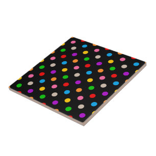 Zwart Kleurrijk Regenboog Stippen Design Tegeltje