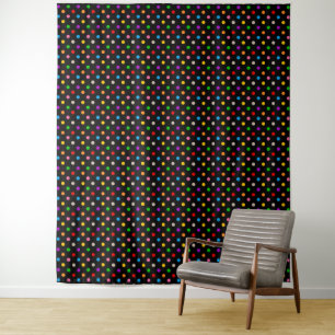 Zwart Kleurrijk Regenboog Stippen Design Wandkleed