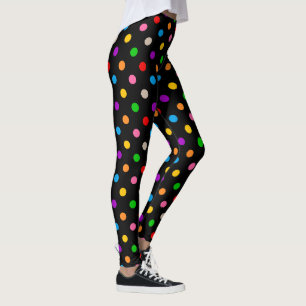 Zwart Kleurrijk Regenboog Vet Stippen Ontwerp  Leggings