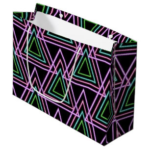 Zwart Kleurrijk Retro 80's Neon Geometrische Drieh Groot Cadeauzakje