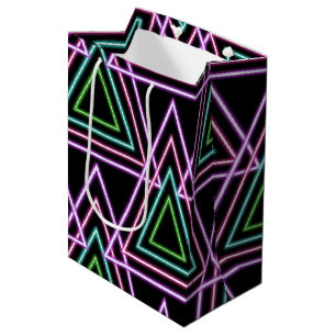 Zwart Kleurrijk Retro 80's Neon Geometrische Drieh Medium Cadeauzakje