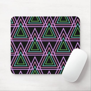 Zwart Kleurrijk Retro 80's Neon Geometrische Drieh Muismat
