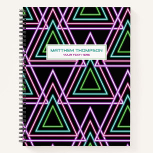 Zwart Kleurrijk Retro 80's Neon Geometrische Drieh Notitieboek