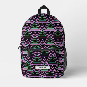 Zwart Kleurrijke Retro 80's Neon Geometrische Drie Bedrukte Rugzak
