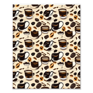 Zwart koffie olie verf patroon foto afdruk