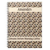 Zwart koffie olie verf patroon gepersonaliseerd notitieboek (Voorkant)