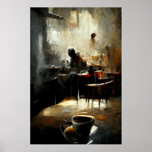 Zwart koffie op Jazz-geïnspireerd schilderen Poster