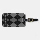 Zwart-kolen grijze argyle bagagelabel (Voorkant horizontaal)