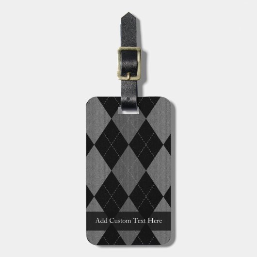 Zwart-kolen grijze argyle bagagelabel (Voorkant verticaal)