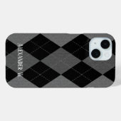 Zwart-kolen grijze argyle Case-Mate iPhone case (Achterkant (horizontaal))