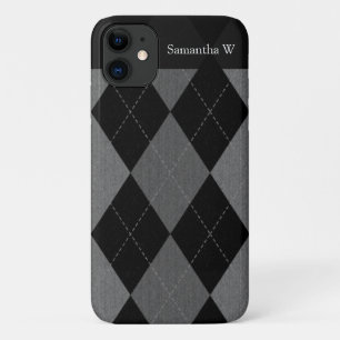 Zwart-kolen grijze argyle iPhone 11 hoesje