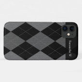 Zwart-kolen grijze argyle Case-Mate iPhone case (Achterkant (horizontaal))