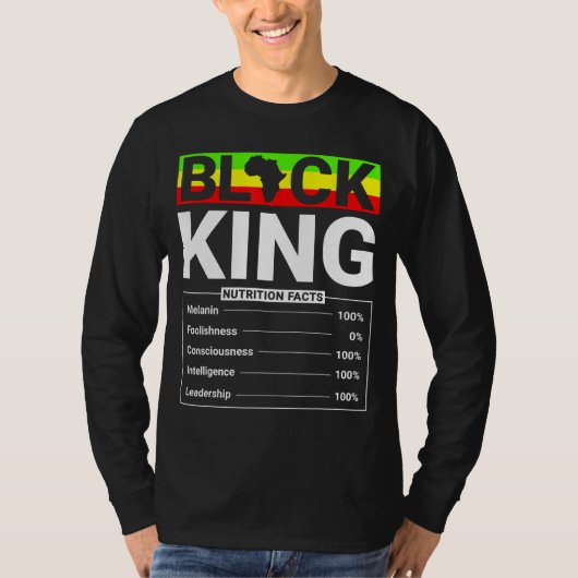 Zwart koning Definitie Voedingslabel P T-shirt (Voorkant)