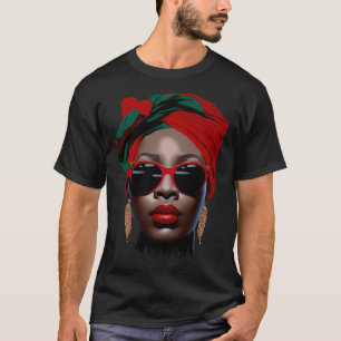 Zwart Koningin Melanine Oorbellen Lippen Leuk Zwar T-shirt