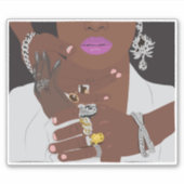 Zwart koppel met gouden en zilveren zwarte liefde sticker (Voorkant)