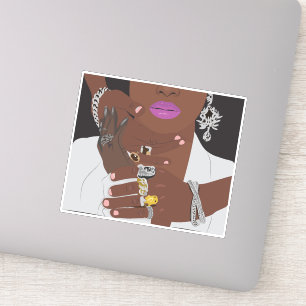 Zwart koppel met gouden en zilveren zwarte liefde sticker