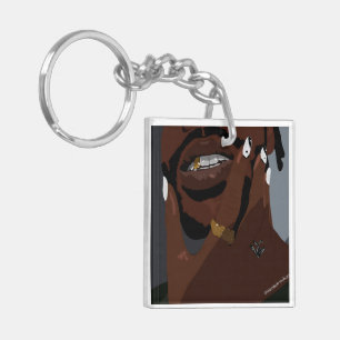Zwart-koppige kunst (zwarte liefde) sleutelhanger