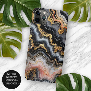 Zwart Koraal Roze Wit Goud Marmer Kunstpatroon iPhone 11 Pro Max Hoesje