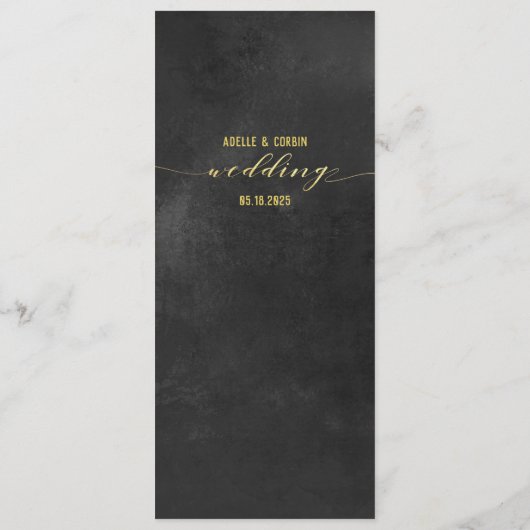 Zwart krijtbord & goud Fancy kalligrafie Script Menu (Achterkant)