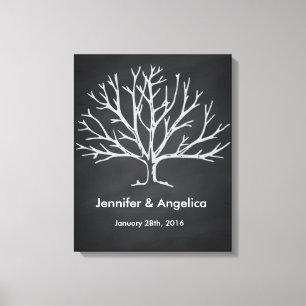 Zwart krijtbord rustieke bruiloft vingerafdruk boo canvas afdruk