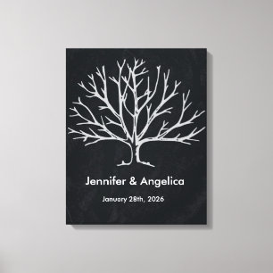 Zwart krijtbord rustieke bruiloft vingerafdruk boo canvas afdruk