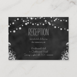 Zwart krijtbord String Lights Receptie Behuizing Informatiekaartje