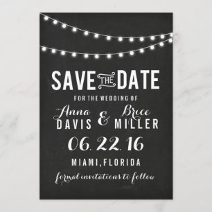 Zwart krijtbord Zomer String Light Save the Date