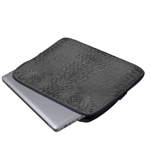 Zwart krokodilleder laptop sleeve (Voorkant onderkant)