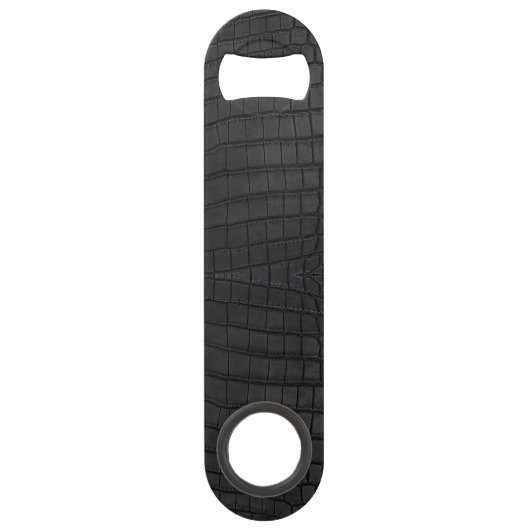 Zwart krokodillederpapier speed flessenopener (Voorkant)
