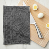 Zwart krokodillederpapier theedoek (Quarter Fold)