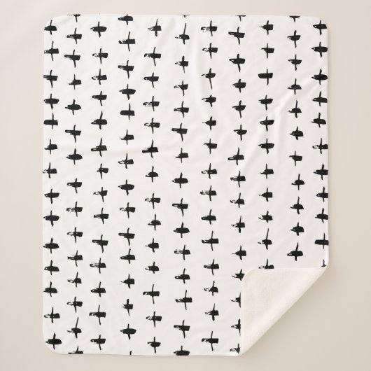 Zwart kruisen Hand getrokken geometrisch Sherpa Deken (Voorkant)