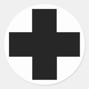 Zwart kruisje voor eerste hulp ronde sticker