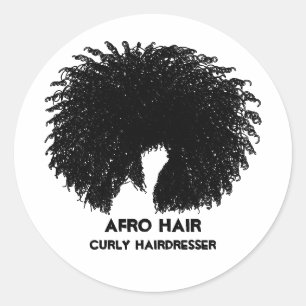 Zwart krullend afrohaar ronde sticker