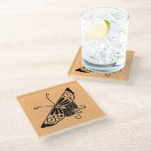 Zwart kunstdeco-vlinder - achtergrond glazen onderzetter (Schuin)