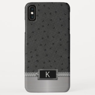 Zwart kunstleder Monogrammed iPhone XS Max Hoesje