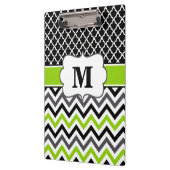 Zwart laaggroen Chevron Monogram Klembord (Links)