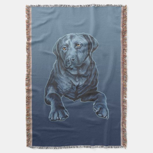 Zwart lab Blanket Blue Dog Art Throw Blanket Deken (Voorkant Verticaal)