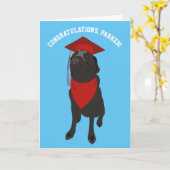 Zwart lab Dog in een Red Gradup Cap Custom Kaart (Gele Bloem)
