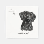 Zwart lab Hond waterverf Bruiloft Cocktail Servett Servet (Voorkant)