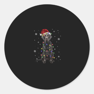 Zwart Lab Labrador hond Kerstverlichting Kerstmis Ronde Sticker