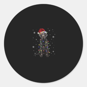 Zwart Lab Labrador hond Kerstverlichting Kerstmis  Ronde Sticker