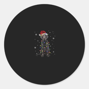 Zwart Lab Labrador hond Kerstverlichting Kerstmis  Ronde Sticker