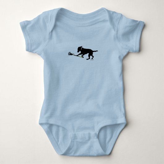 Zwart lab met Lacrosse Baby Bodysuit (Voorkant)